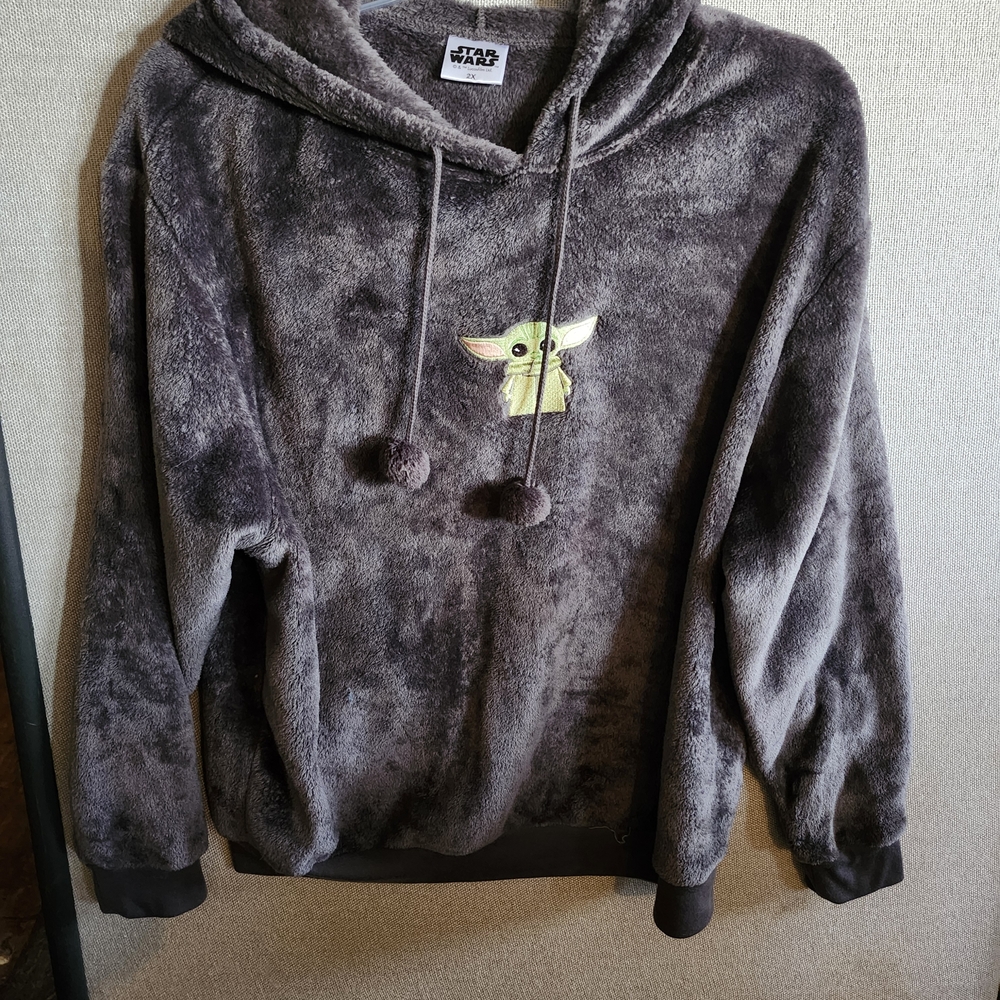 Star Wars Fuzzy Hoodie with Baby Yoda Patch
